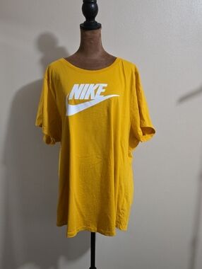 Nike Bright Yellow Tee with White Swoosh Graphic